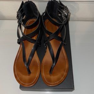 Express Size 9 small wedge zip up sandal